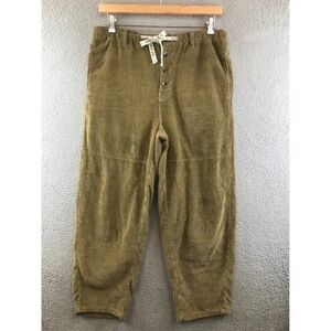 We The Free Corduroy Button Fly Cropped Pants Women's Medium Olive Green Casual